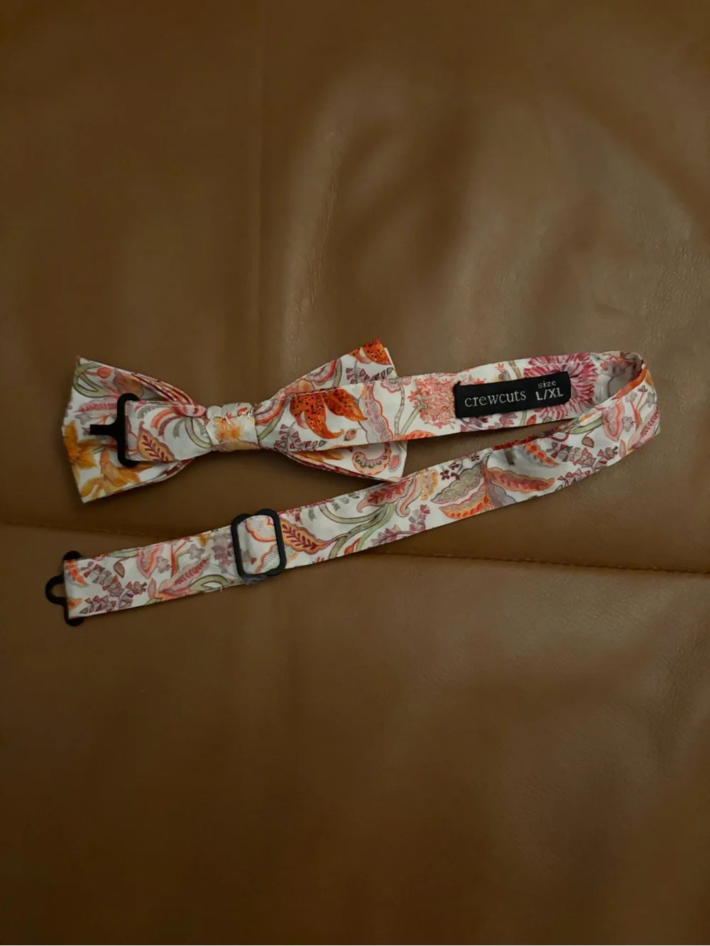 Crewcuts Floral Paisley Pre-Tied Bow Tie in Cream and Coral